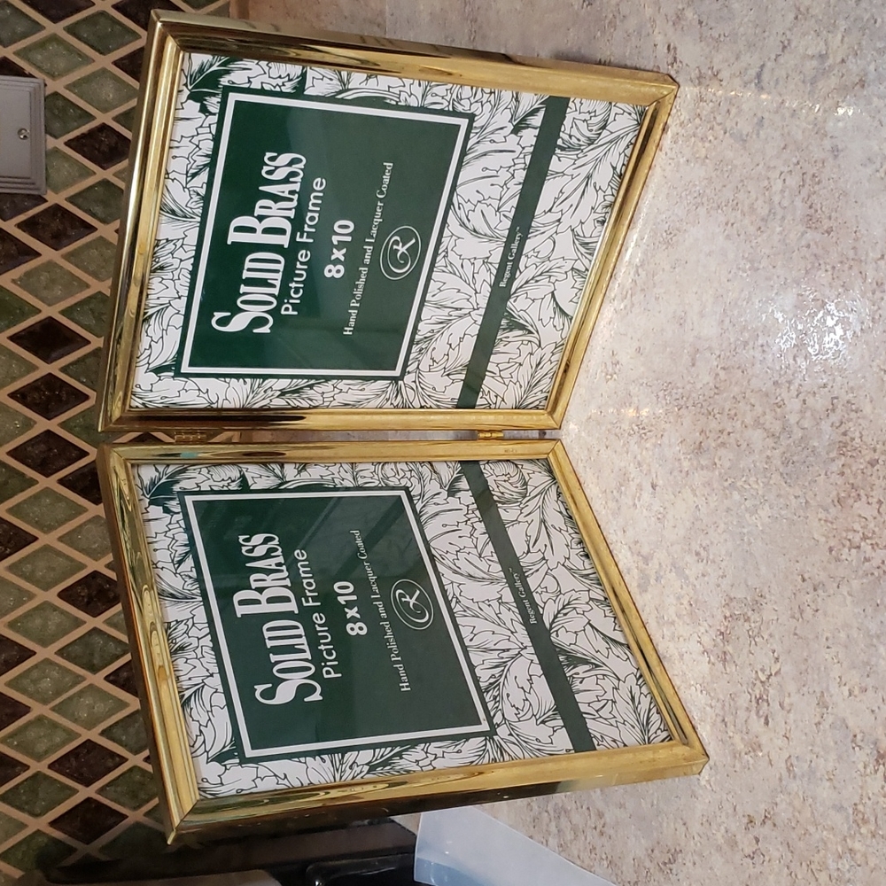 Solid brass double 8"x10" bifold photo  frame
